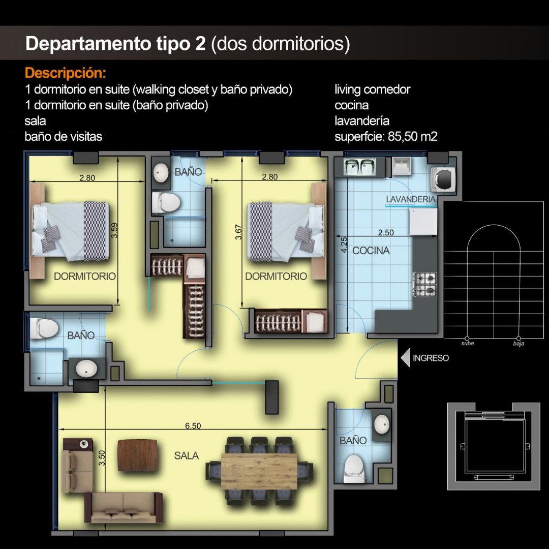 Departamento en VentaTorre Golem (Av. Ovando Candia) 2 dormitorios 3 baños 1 parqueos Foto 3