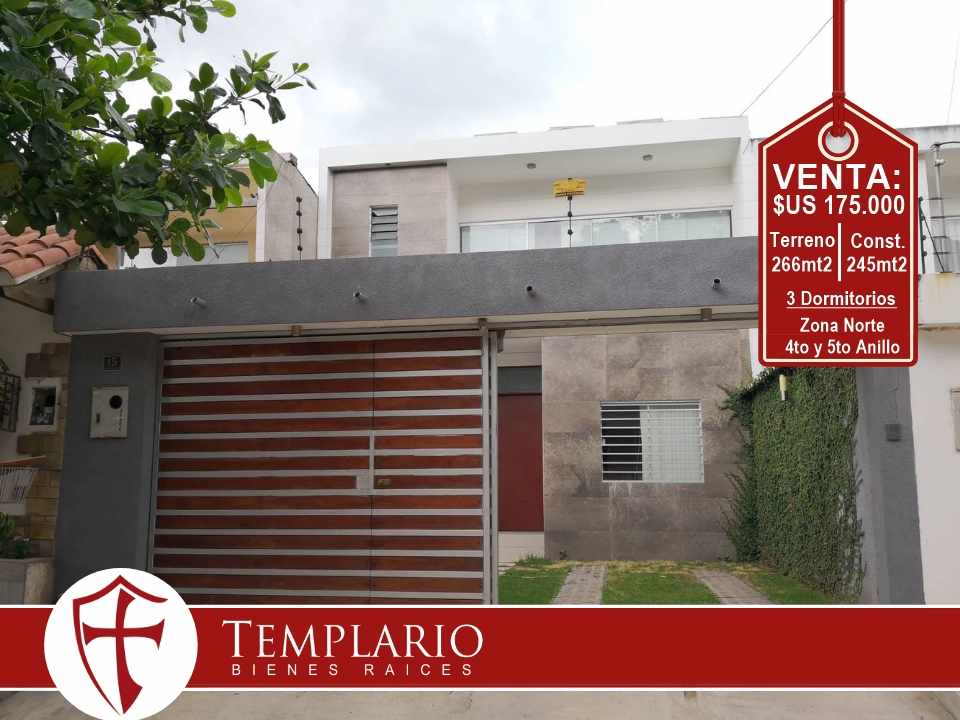 Casa en VentaZona Norte 4to y 5to anillo - Av. Canal Pedro Velez - VENTA: $us 175.000 3 dormitorios 4 baños 2 parqueos Foto 3