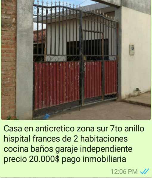 Casa en Entre 6to y 7mo anillo Sur en Santa Cruz de la Sierra 2 dormitorios 2 baños 2 parqueos Foto 1