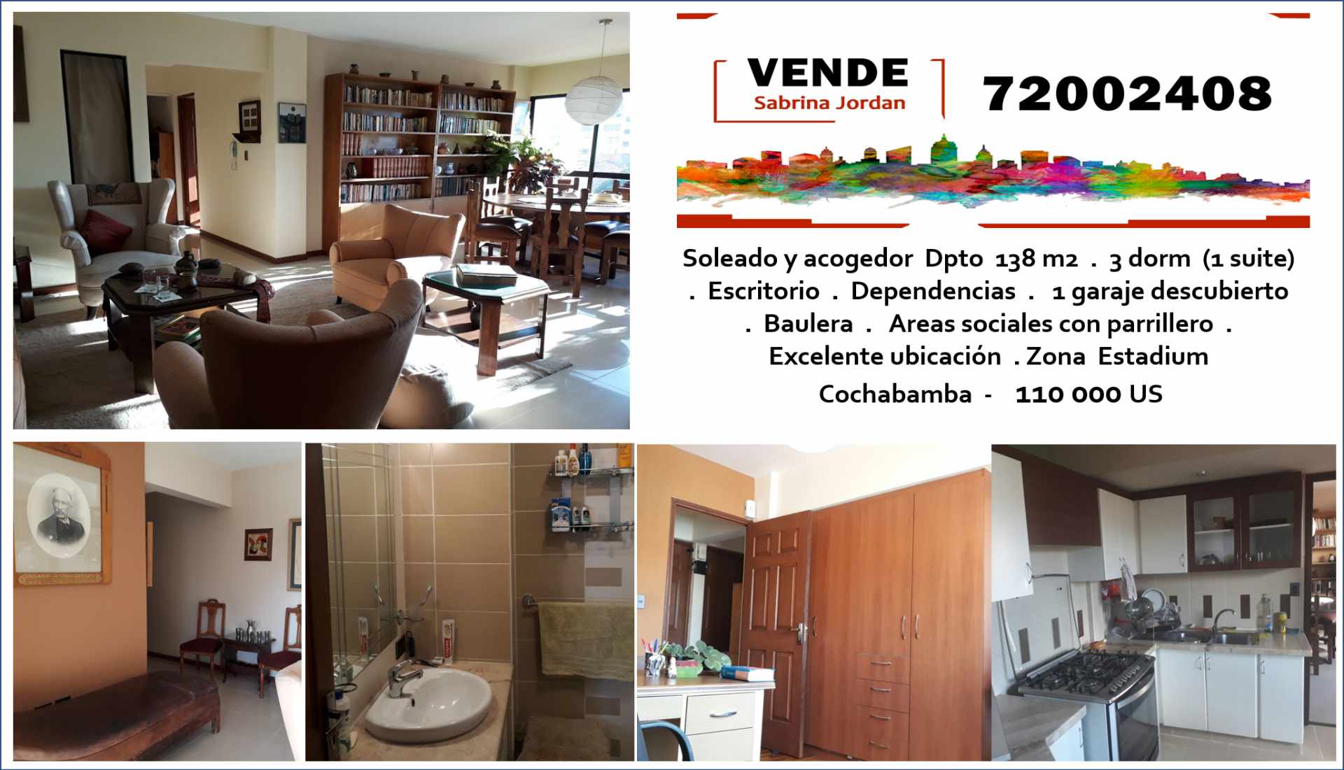 Departamento en Cala Cala en Cochabamba 3 dormitorios 3 baños 1 parqueos Foto 2