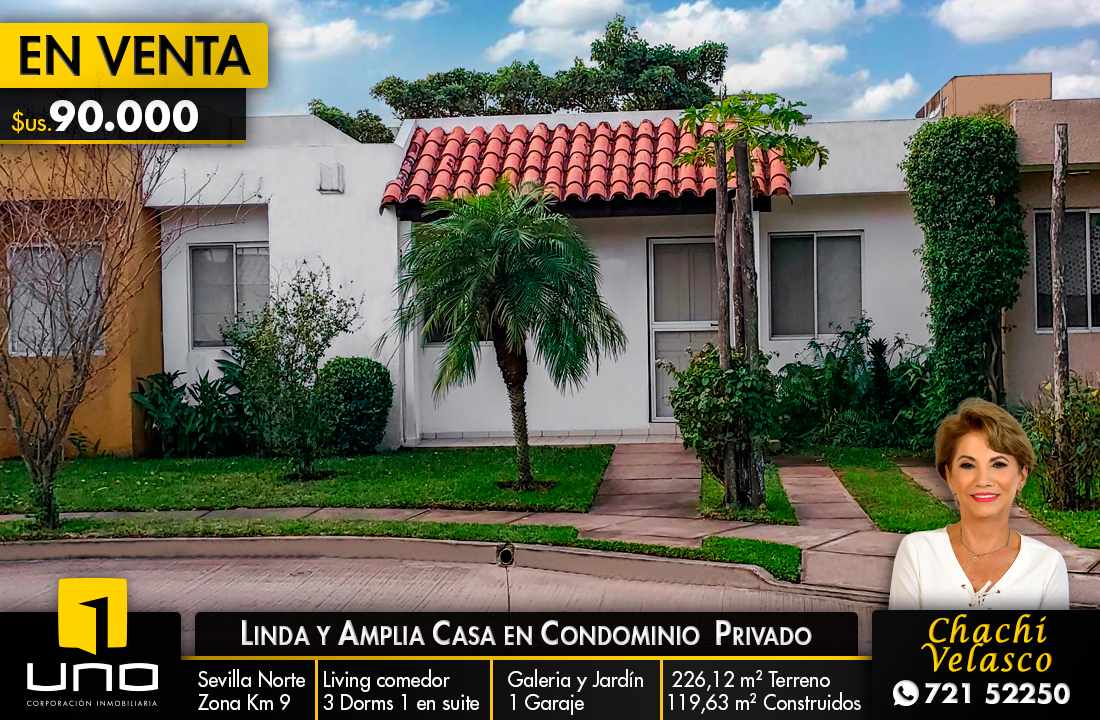 Casa en VentaLINDA Y AMPLIA CASA DE 1 PLANTA EN CONDOMINIO PRIVADO ZONA NORTE KM 9 Foto 1