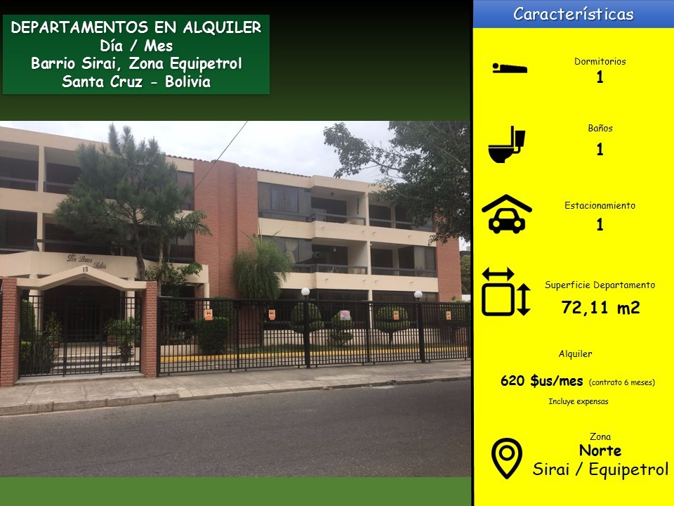 Departamento en AlquilerDepartamentos en Alquiler por días, Barrio Sirari, Calle Los Lirios # 17 Foto 1