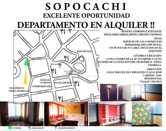 Departamento en AlquilerCalle Miguel de Cervantes y Jose Cardón # 109 
Sopocachi 2 dormitorios 1 baños  Foto 1