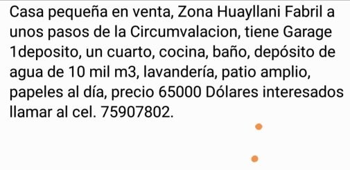 Casa en Sacaba en Cochabamba 1 dormitorios 1 baños 1 parqueos Foto 2