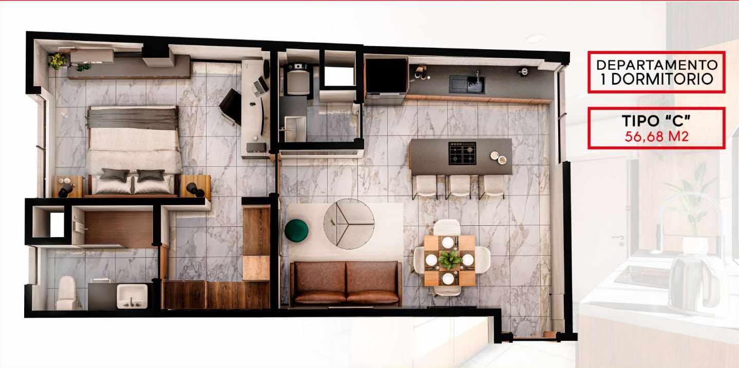 Departamento en VentaEntre Av. Beni y Alemana. Calle Sofía Rodriguez
 1 dormitorios 1 baños  Foto 4