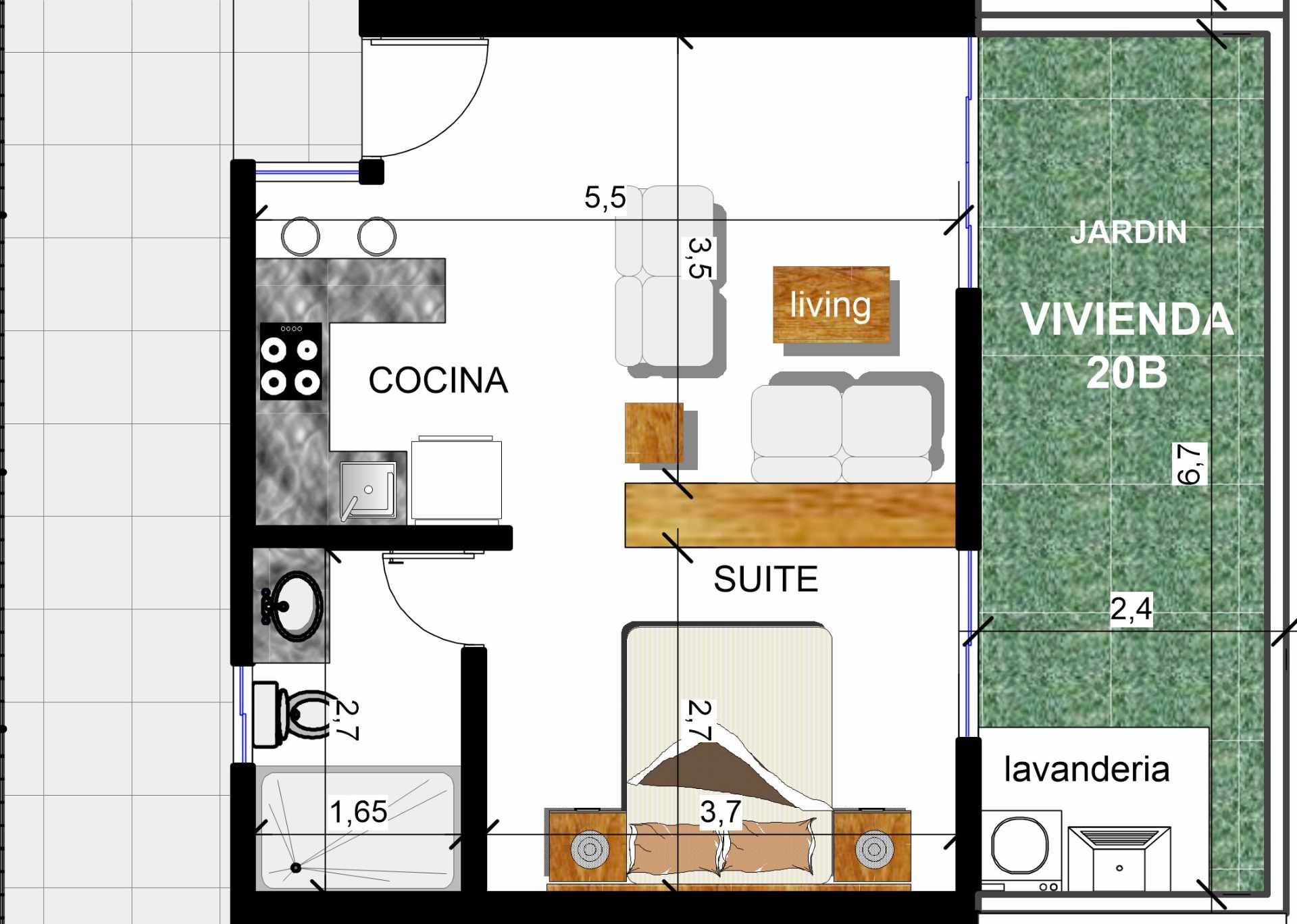 Departamento en VentaFinal Av. Piray y Radial  17 1/2  al lado del condominio  consolidado D´Addario 1 dormitorios 1 baños 1 parqueos Foto 2