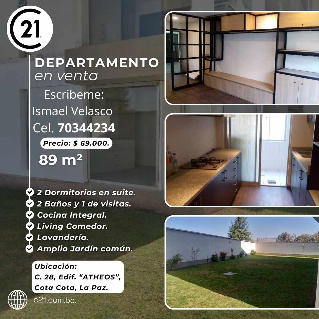 Departamento en VentaCalle 28 cota cota #500  2 dormitorios 3 baños  Foto 5