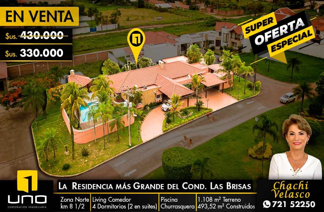 Casa en VentaLA RESIDENCIA MÁS GRANDE DEL CONDOMINIO LAS BRISAS ZONA NORTE  KM 8 4 dormitorios 3 baños 4 parqueos Foto 1