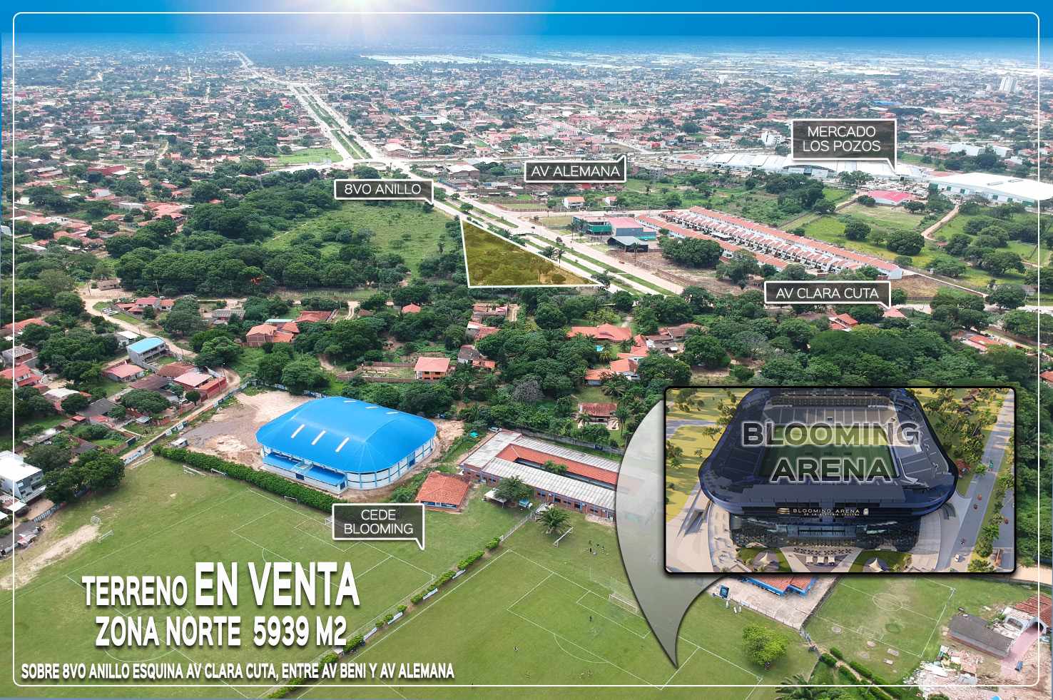 Terreno en Venta8VO ANILLO ESQUINA CLARA CUTA, ENTRE AV BANZER Y AV BENI    Foto 2