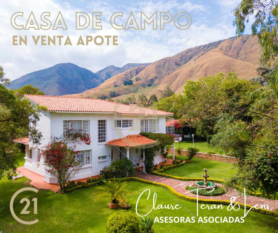 Quinta propiedad agrícola en VentaCASA DE CAMPO - APOTE - TIQUIPAYA - 3879 m2 de terreno 3 dormitorios 4 baños 3 parqueos Foto 1