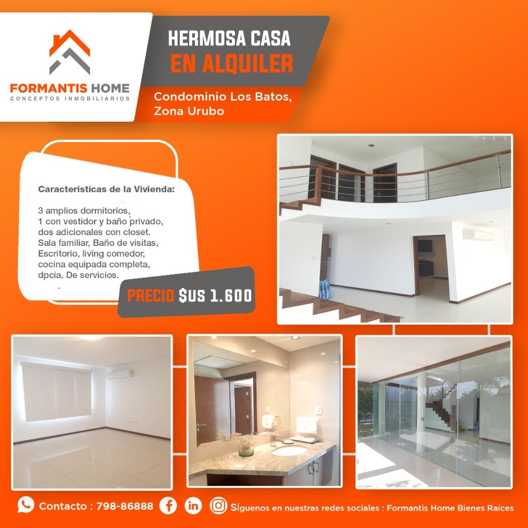 Casa HERMOSA CASA EN CONDOMINIO, ALQUILER ZONA URUBO Foto 2