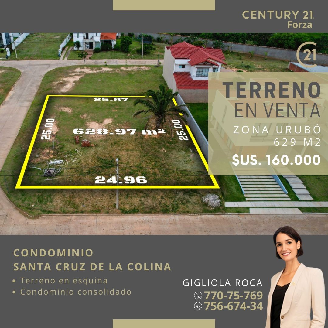 Terreno EN VENTA HERMOSO TERRENO PLANO COND.SANTA CRUZ DE LA COLINA II URUBO Foto 1