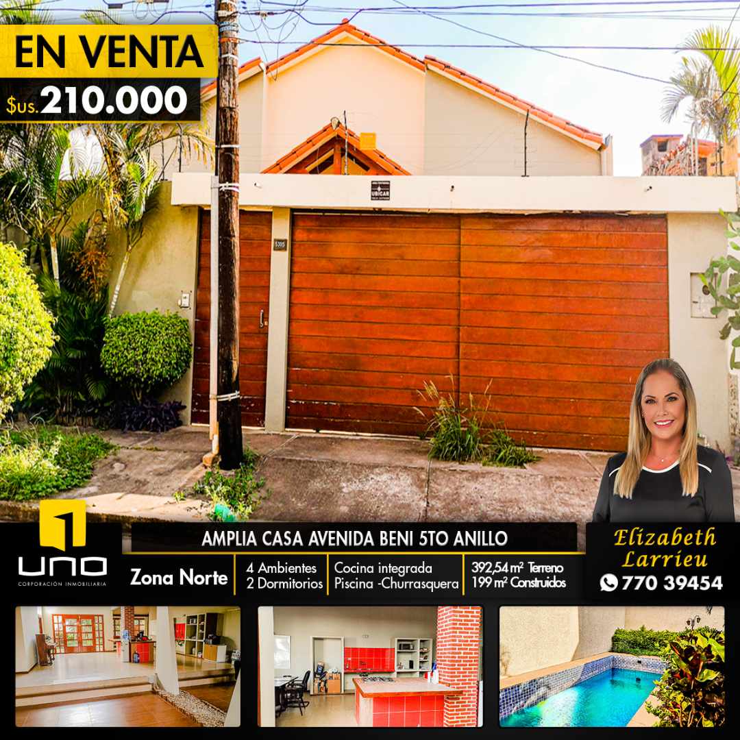 Casa en VentaAMPLIA CASA SOLO PARA OFICINA ZONA NORTE AV. BENI 5TO ANILLO Foto 1