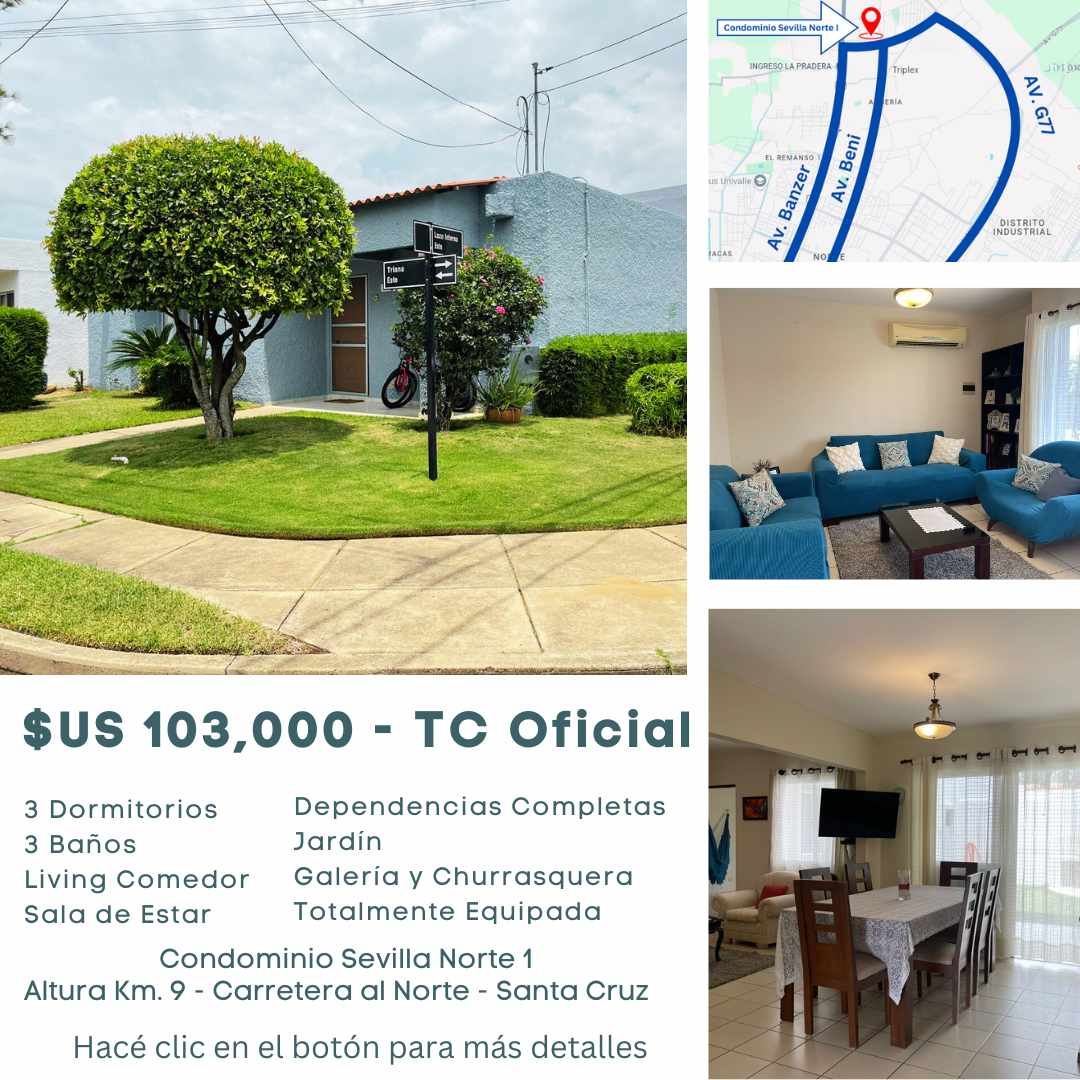 Casa en Venta☀️ Amplia y cómoda casa en Condominio Sevilla Norte 1 3 dormitorios 3 baños 2 parqueos Foto 1