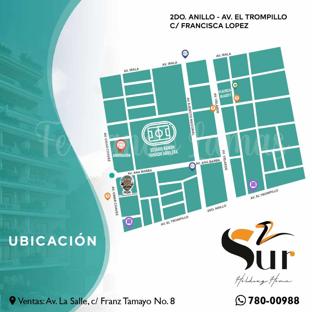 Departamento en VentaAvenida el Trompillo, 2do anillo, calle Francisca Lopez 1 dormitorios 1 baños  Foto 2