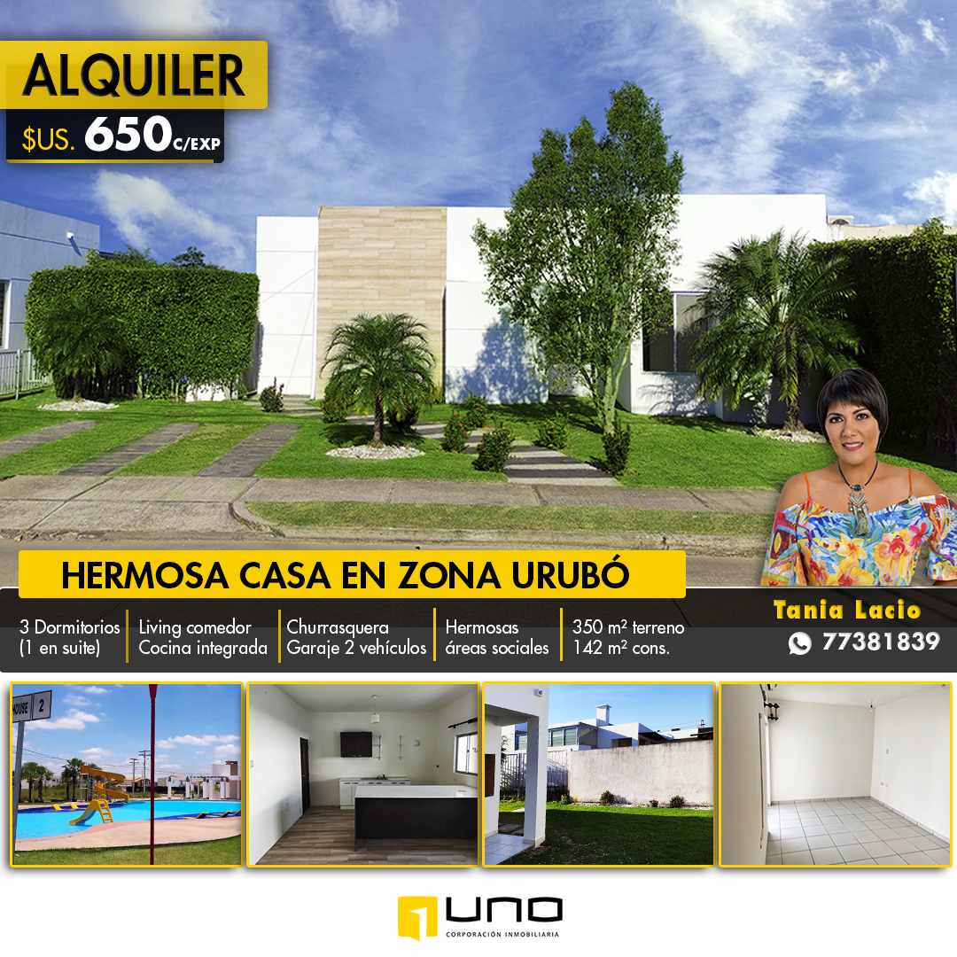 Casa en Urubó en Santa Cruz de la Sierra 3 dormitorios 3 baños 2 parqueos Foto 1