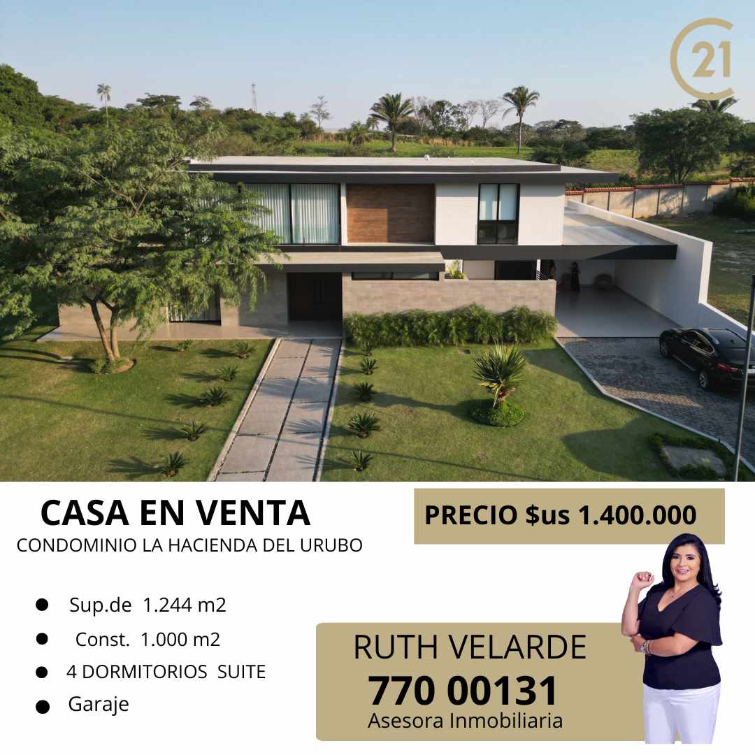 Casa en VentaCOND, LA HACIENDA DEL URUBO 
CASA DE LUJO EN VENTA 
AMOBLADA DE DISEÑADOR !!!!!!
LUJO Y CONFORT Foto 1