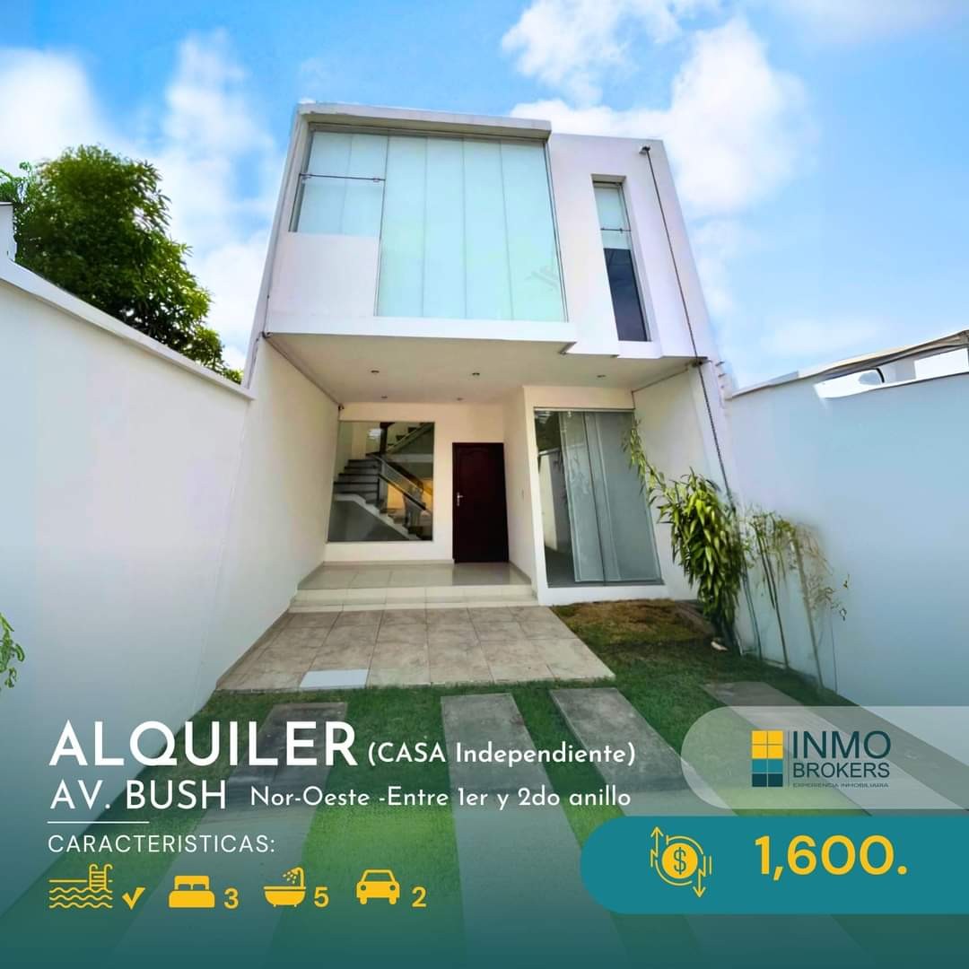 Casa en Alquiler🟡 𝗖𝗔𝗦𝗔 𝗜𝗻𝗱𝗲𝗽𝗲𝗻𝗱𝗶𝗲𝗻𝘁𝗲
🅴🅽 🅰🅻🆀🆄🅸🅻🅴🆁
📍(Aᴠ. ʙᴜsᴄʜ 1ᴇʀ ʏ 2ᴅᴏ. Aɴɪʟʟᴏ
 4 dormitorios 4 baños 2 parqueos Foto 1