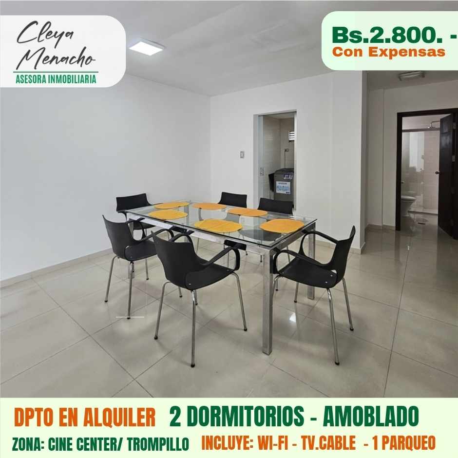 Departamento en Entre 1er y 2do anillo Sur en Santa Cruz de la Sierra 2 dormitorios 2 baños 1 parqueos Foto 1