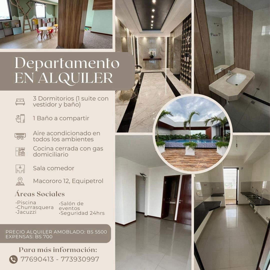 Departamento en AlquilerEquipetrol, zona Plaza Italia  3 dormitorios 2 baños  Foto 2