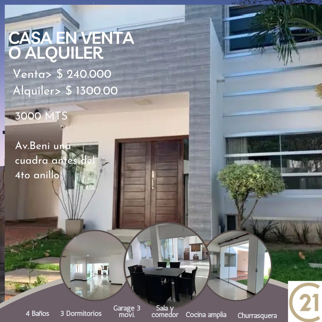 Casa en AlquilerCASA EN ALQUILER/ VENTA - AV. BENI Foto 1