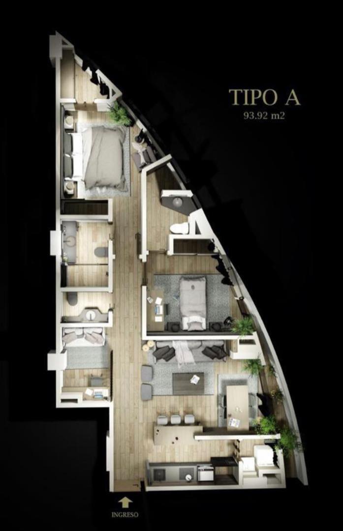 Departamento en Entre 2do y 3er anillo Norte en Santa Cruz de la Sierra 1 dormitorios 1 baños  Foto 2