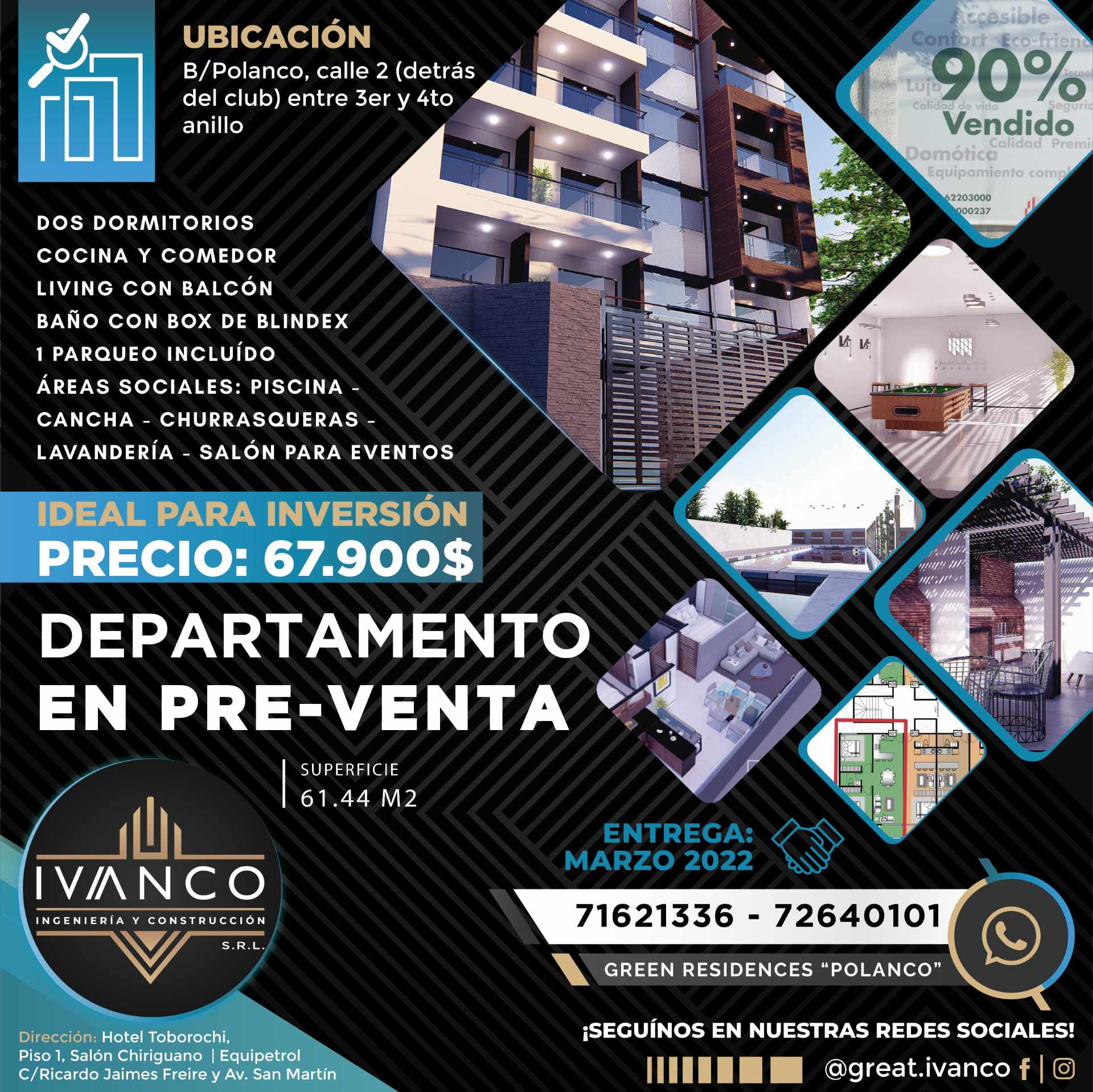 Departamento PRE-VENTA, detrás del Club Polanco Foto 2