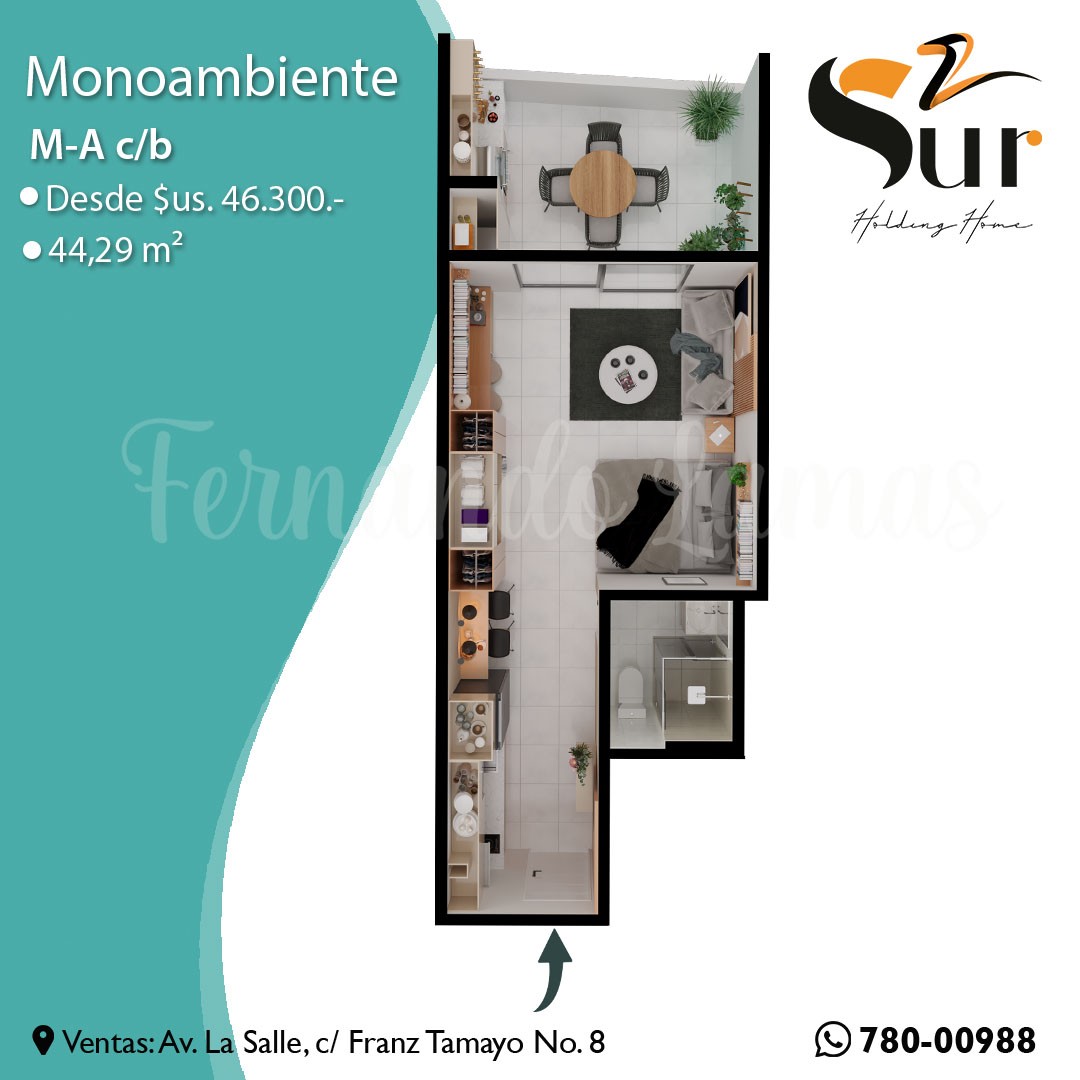 Departamento en VentaAvenida el Trompillo, 2do anillo, calle Francisca Lopez 1 dormitorios 1 baños  Foto 12
