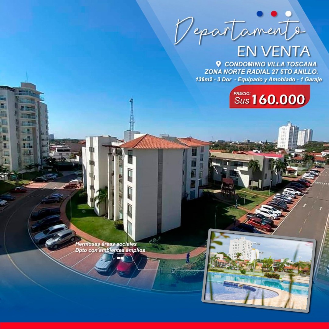 Departamento 📍 VILLA TOSCANA Condominio Club zona norte 4to y 5to anillo Foto 1