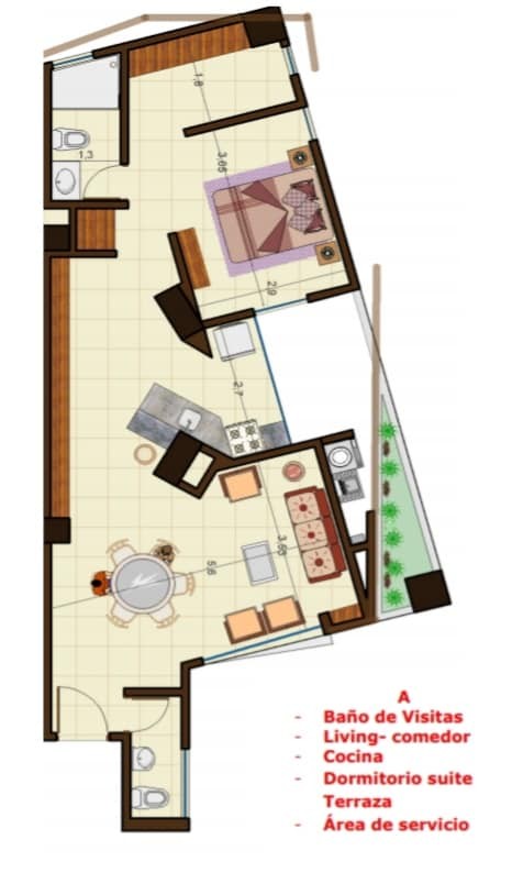 Departamento en AlquilerCALLE TARIJA ENTRE AV. IRALA Y SAAVEDRA 1 dormitorios 2 baños 1 parqueos Foto 2