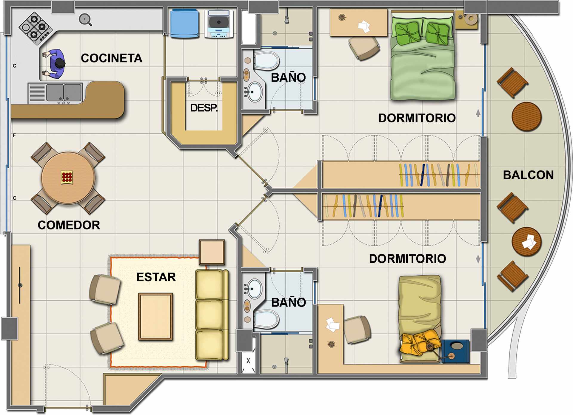 Departamento en Entre 3er y 4to anillo Oeste en Santa Cruz de la Sierra 2 dormitorios 2 baños  Foto 7