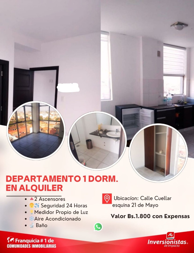 Departamento en AlquilerDEPARTAMENTO DE 1 DORMITORIO EN ALQUILER CALLE CUELLAR Y 21 DE MAYO Foto 1