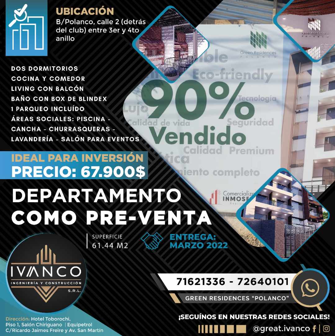 Departamento PRE-VENTA, detrás del Club Polanco Foto 4