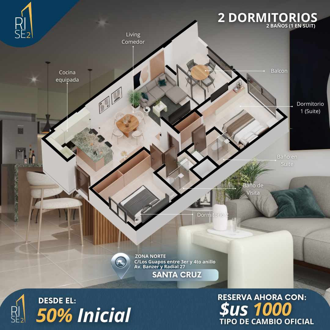 Departamento en VentaAv. Banzer y Radial 27 3er anillo Condominio Rise 2 Foto 4