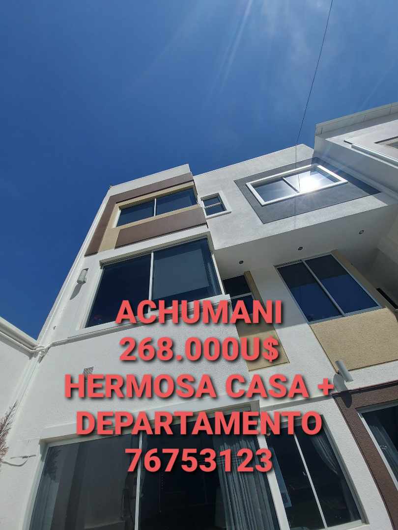 Casa en VentaCASA ACHUMANI + DEPARTAMENTO INDEPENDIENTE 268.000US. 6 dormitorios 6 baños 3 parqueos Foto 1