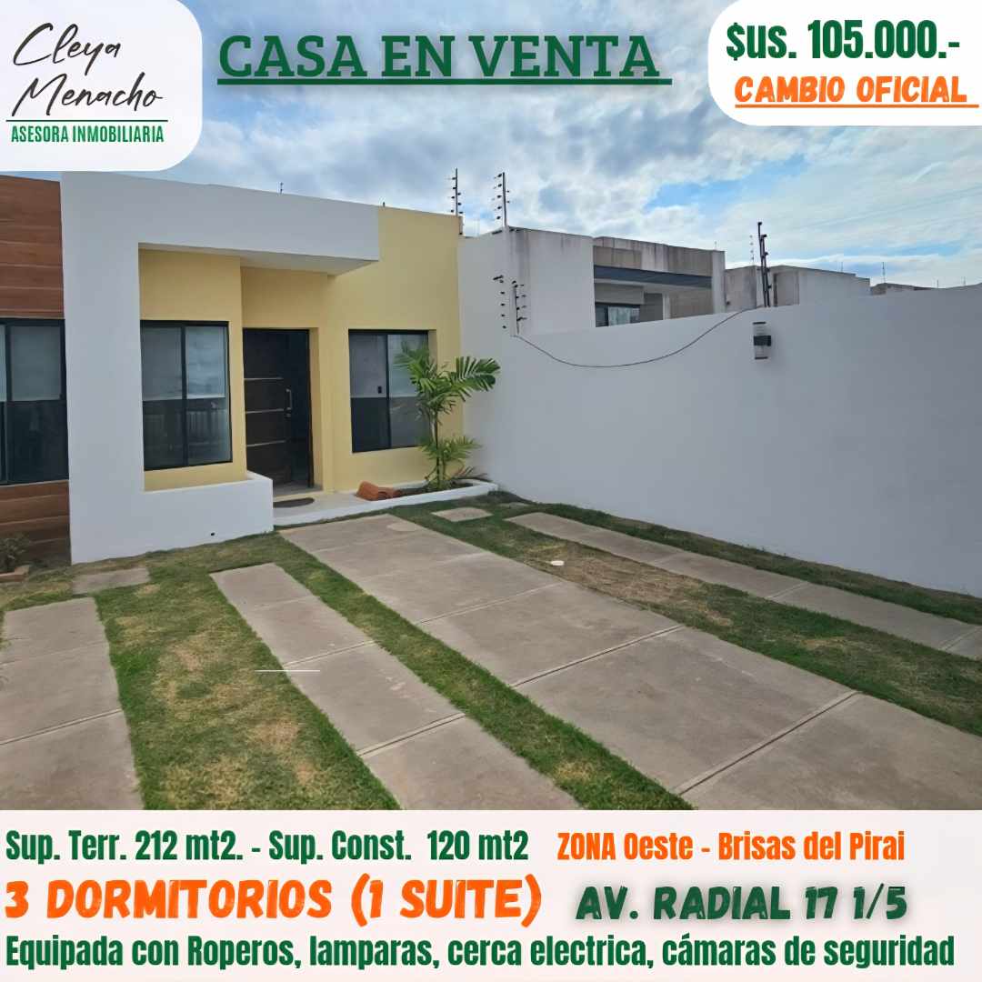 Casa en VentaAv. Pirai y Radial 17.5 8vo anillo  3 dormitorios 2 baños 2 parqueos Foto 1