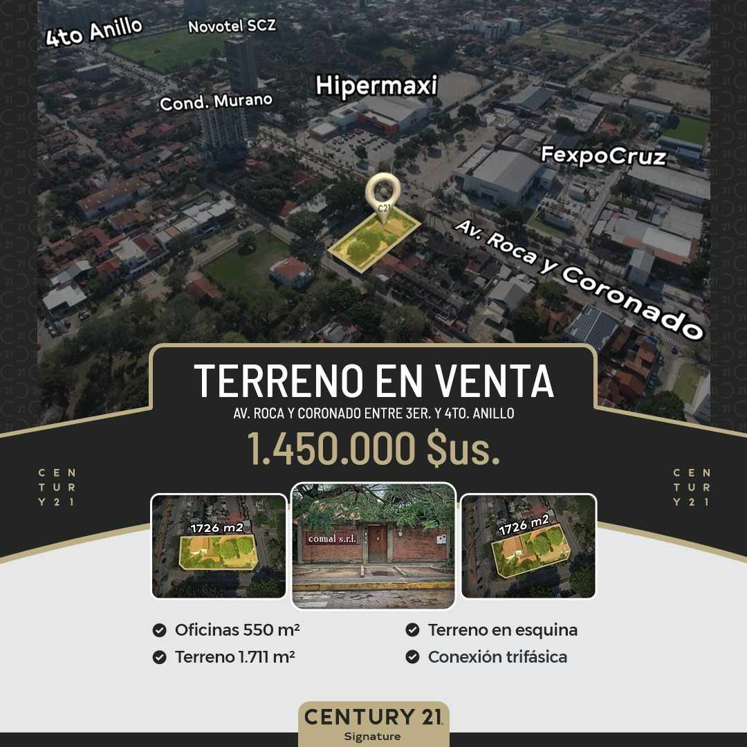Terreno TERRENO CON OFICINAS EN VENTA - Av. ROCA Y CORONADO ENTRE 3ER Y 4TO ANILLO Foto 1
